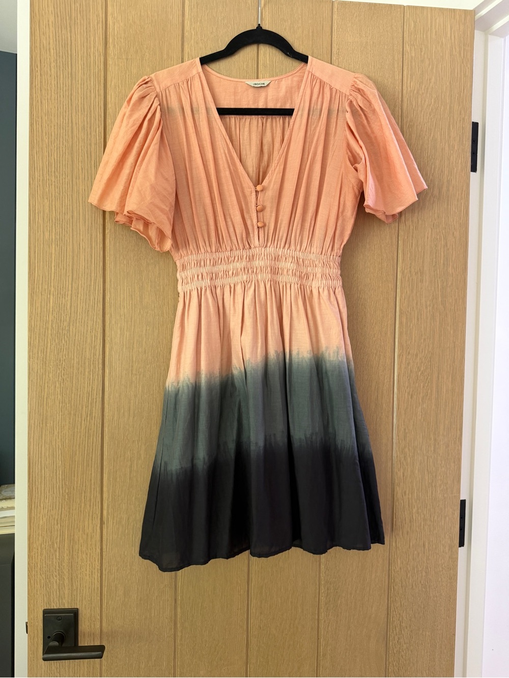 Peach Ombre Smocked Waist Mini Dress